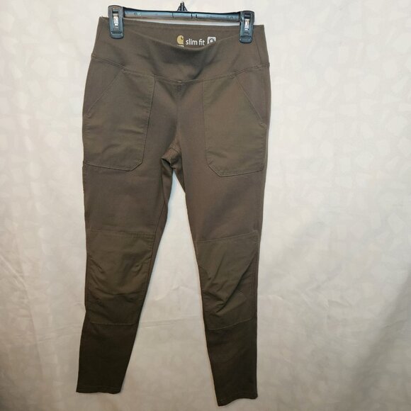 Carhartt Force Pants Womens Small 4/6 Slim Fit Work Utility Leggings Brown - Picture 1 of 5
